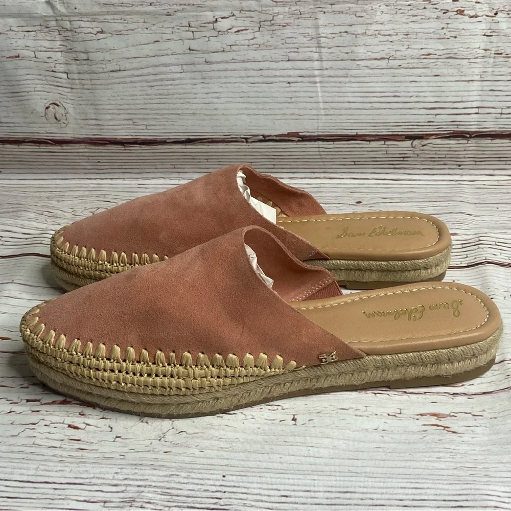 New Sam Edelman Austin Espadrille Slide in Rose Suede Sz 10.5